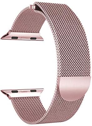 iTerk Compatible Stainless Steel Band for Apple Watch Mesh Milanese Loop Strap Bracelet for iWatch Series 4 Series 1 2 Series 3 with Magnetic Closure Clasp 38mm 40mm 42mm 44mm