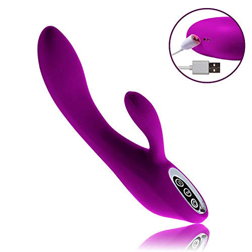 Soft silicone vibrator with 10 vibration patterns, for her clitoris and G-spot stimulation, waterproof mute motor clitoris vibrators, purple