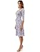 PattyBoutik Women Faux Wrap A Line Dress (Indigo and White Small)