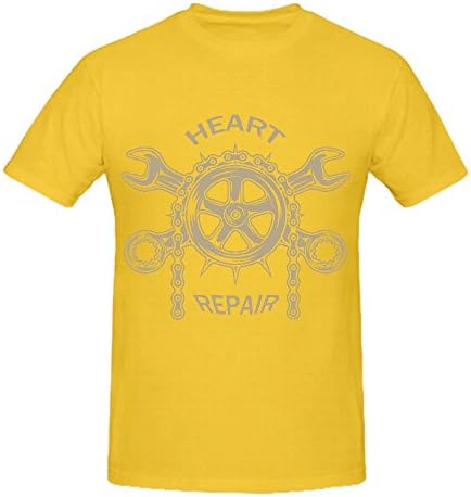 Comfortable Heart Repair T-shirt Men Yellow Short Sleeve