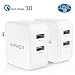 2 Quick Charge USB Wall Charger, Inpher 30W Fast Charger 3.0 + 2.4A Dual Ports Power Adapter with SmartID Foldable Plug for Samsung Galaxy, iPhone, iPad, Google Pixel,Tablet and More