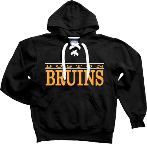 Blue 84 Boston Bruins NHL Officially Licensed Lace Up Hockey Hooded Sweatshirt…