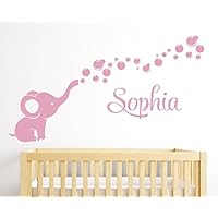 Name Elephant Bubbles Wall Decal Girl Nursery Decor