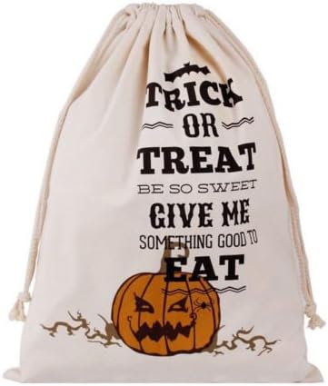 MACRHEE--Halloween Pumpkin Canvas Bags Beam Port Drawstring Sack Candy Gift Bags