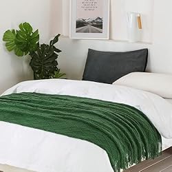 BOURINA Green Throw Blanket Textured Solid Soft