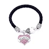 JGFinds DIABETIC Awareness Alert Charm Womens Bracelet, Silver Tone (Pink Rhinestones)