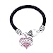 DIABETIC Awareness Alert Charm Womens Bracelet, Silver Tone (Pink Rhinestones)