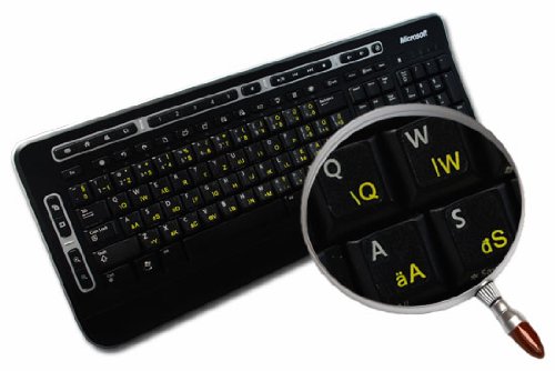 HUNGARIAN KEYBOARD STICKERS WITH YELLOW LETTERING TRANSPARENT BACKGROUND
