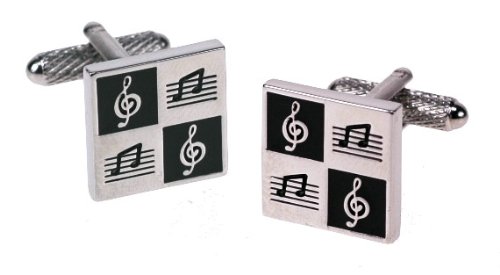 Square Shaped Musical Note Cufflinks - Music Notes in Onyx Art Box