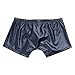 CHICTRY Men's Black Leather Underwear Tight Boxer Briefs Wetlook Swim Shorts with Buckled Pouch X-Large
