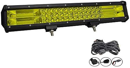 SKYWORLDLED Light Bar, 15 inch 216W Triple Row 7D Yellow Amber Flood Spot Combo Beam Off Road Work Driving Fog Lights with Wiring Kit for Polaris RZR Car ATV UTV SUV Truck Boat