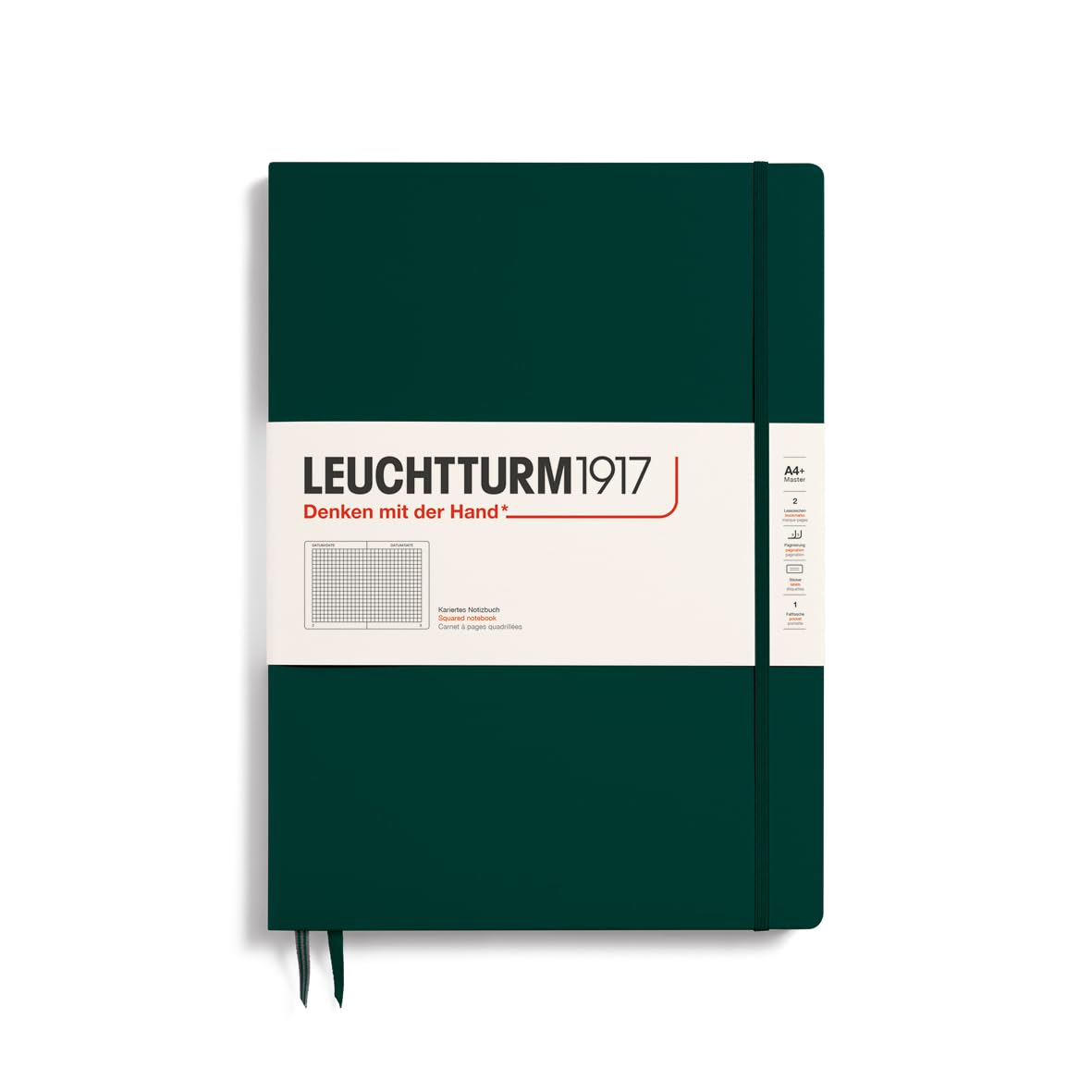 LEUCHTTURM1917 370274 Master Slim Notebook (A4+), Hardcover, 123 Numbered Pages, Forest Green, Squared — image 1