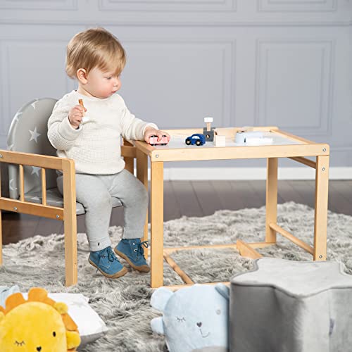 roba Little Stars 7512F190 Combination High Chair with Dining Board Convertible to Table and Chair Natural Wood Seat Padded Film 'Little Stars'