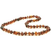 TheNaturalAmber Amber Necklace for Adults – Dark Cognac Baltic Amber Baroque Beads, 45cm, Polished Handmade Amber Jewelry