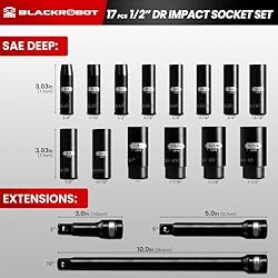BLACKROBOT 1/2" Drive Impact Socket Set, 17 Pcs