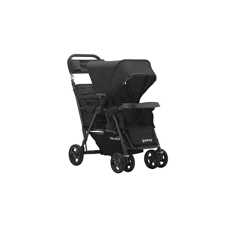 Joovy Caboose Too Ultralight Graphite Stand-On Double Stroller with Universal Car Seat Adapter, 3-Way Reclining Seats…
