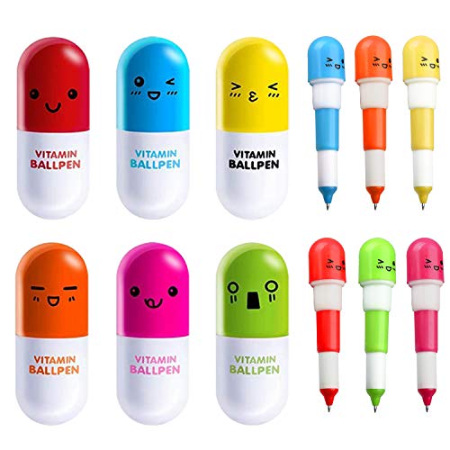 30pcs Vitamin Pill Pens,Pill Shaped Pens Retractable Ball Pens,1 Sticky Notes and Pencil Pouch,Imaginary Doctor Play,Nurses week Gifts Kawaii School Supplies,Prizes And Giveaway - Thumbnail 6