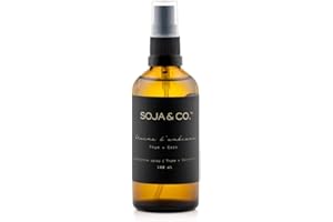 SOJA&CO. Linen Water - Thyme + Coconut | Warm Botanical Home Fragrance | Vegan & Phthalate-Free | Amber Glass Bottle | 100 ml