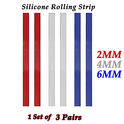 6PCS Measuring Dough Strip, 15'' Professional Silicone Guide Sticks Rolling Pin Guides