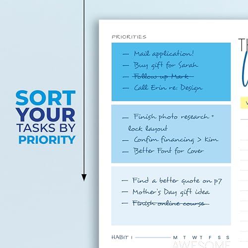 Weekly Planner - Habit Tracker - To Do List Notepad - Undated Weekly ...
