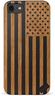 Case Yard Anti-Scratch Shock Proof Cellphone case for iPhone XR Full Body Protection Phone case American Flag Black Wood Engraved Design Supports Wireless Charging Comfortable Handy case