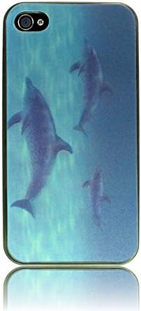Iphone 4/4S premium 3D cover, case, moving picture, graphic, plastic, elegant (Dolphins (black))