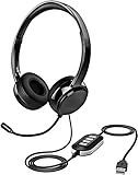 USB Headset with Microphone for PC, 3.5mm Headset