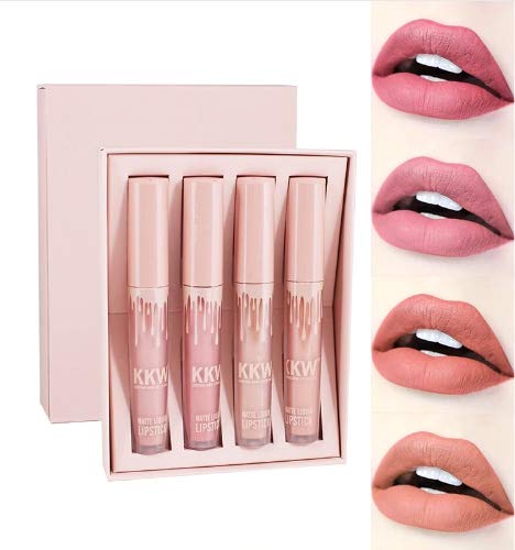 ChicChillShop 24 Hours YANQINA Makeup KKW Lip Gloss 4 Set Matte Lip Gloss Lipstick Cosmetic Lipstick