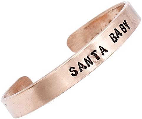 Santa Baby Copper Bracelet, Chic Gift Box, Production for Any Size, Custom Jewelry, Mantra Bracelets, Cuff, Worldwide Free Shipment, 2 Days Delivery, Statement Piece, Customize As You Like