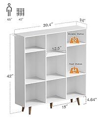 Pipishell 5-Tier Bookshelf, Tall Bookcase Storage
