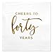 Andaz Press 5 Inch Cheers to 40 Funny Quotes Cocktail Napkins, Gold Foil, Bulk 50-Pack Count 3-Ply Disposable Funny Beverage Napkins for 40th Anniversary