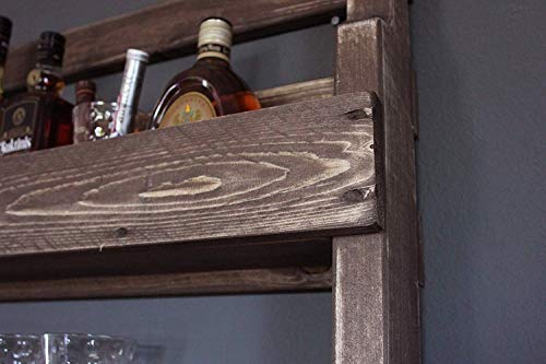Dekorie Whisky Regal aus Holz - mit Gläserhalter - Braun - Industrie Stil - fertig montiert - Wandbar - Whisky-Regal aus… – Bild 5