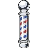 EW Designs Cool Barbershop Light Sign Cartoon Vinyl Decal Bumper Sticker (12" Tall, Colored)
