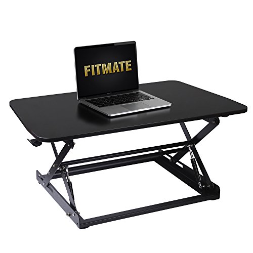 Fitmate 32" Preassembled Height Adjustable Work Standing Desk Converter Riser, Sit / Stand up Desk Elevating Desktop (Black)