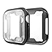 Leotop Compatible with Apple Watch Case 44mm 40mm, Soft Flexible TPU Plated Protector Bumper Shiny Cover Lightweight Thin Guard Shockproof Frame Compatible for iWatch Series 5 4 (Black, 44mm)