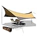 BaiYouDa Beach Tent Tarp 18x18 ft 5-8 Person Lightweight Shelter Sun Shade Awning Canopy with Tarp Poles, Ripstop Portable Waterproof Sun-Proof for Camping Hiking Fishing Picnic(Brown)