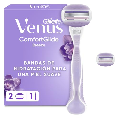 ComfortGlide Breeze Máquinilla de Depilación Para Mujer + 2 Cuchillas de Recambio, 3 Venus Recambios Para Una Depilación Suave, Apurada Y Duradera (el embalaje puede variar)