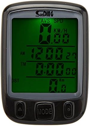 Placa Waterproof LCD Display Bike Computer Wireless Odometer Speedometer with Green Backlight,Black