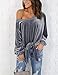 OQC Women's Solid Velvet Shirt Off Shoulder Front Tie Bandage Long Sleeve Knotted Tops Blouse Grey