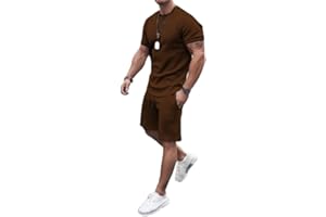 congluoki Men's Shirt and Shorts Set 2 Piece Outfits Fashion Summer Tracksuits Casual Sportwear Set