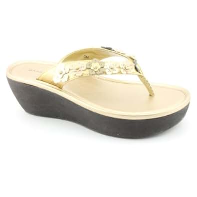 Amazon.com | Bandolino Barrington Womens Size 5.5 Gold Synthetic Platforms Sandals Shoes 
