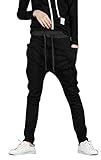 SportsWell Casual Jogging Harem Pants Sweatpants Running Trousers, Black, US L(Tag size XXL)