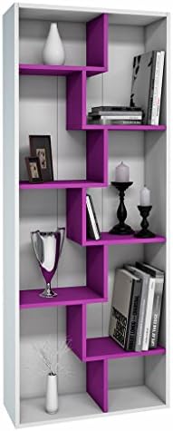 Mia Mobili Terra Zig Zag 8 Shelf Bookshelf Organizer (White / Fuchsia)