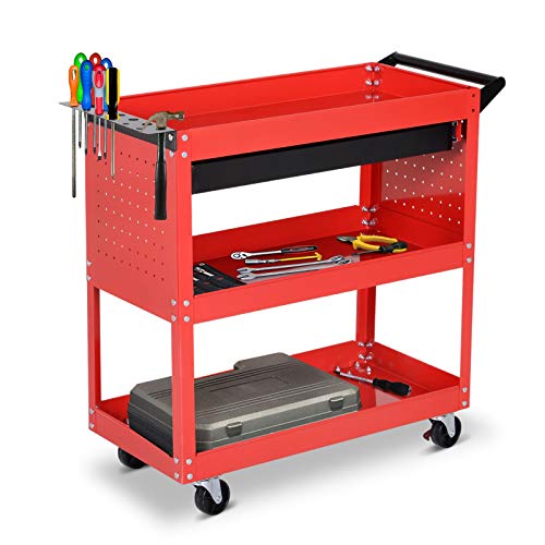 DURHAND 3Tier Tool Trolley Cart Storage Shelf Roller DIY Box