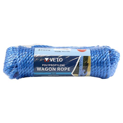 TIMCO Polypropylene Blue Rope – General purpose – Great for towing, mooring, strapping, cable draw cord and as a washing line - 9mm x 27m