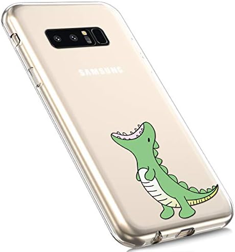 Galaxy Note 8 Silicone Case,MoreChioce Fashion Creative Painted Pattern Design Slim Transparent Silicon Protective Cover Compatible with Samsung Galaxy Note 8 + 1x Blue Stylus Pen - Green Dinosaur