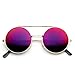 zeroUV Limited Edition Mirror Flip-Up Lens Round Circle Django Sunglasses (Gold Fire)
