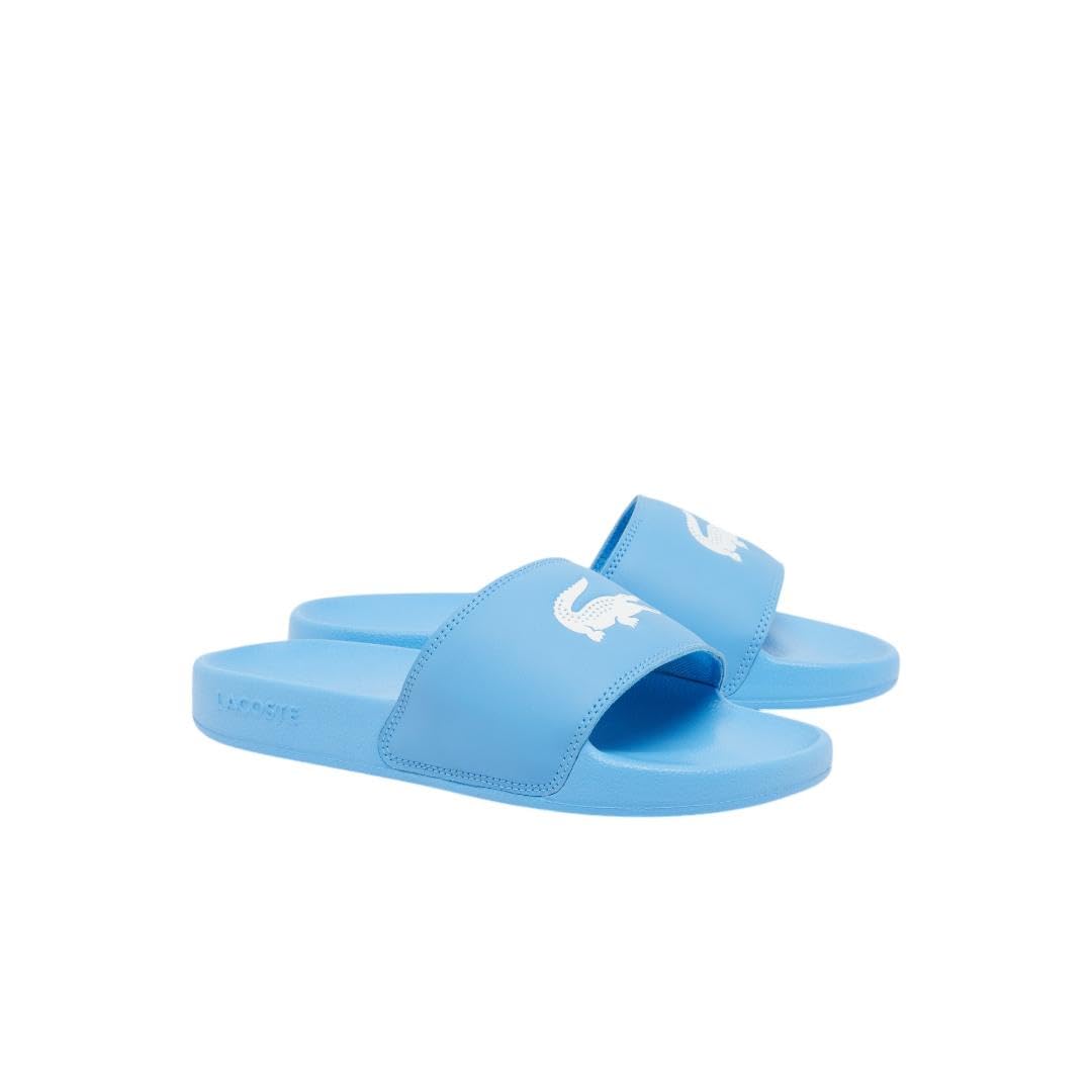 Lacoste Women's Serve Slide, Light Blue Croc, 6