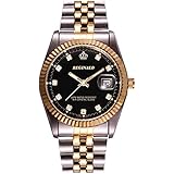 Fanmis Luxury Unisex Classic Round Gold Silver Two Tone Stainless Steel Analog Quartz Wrist Watch