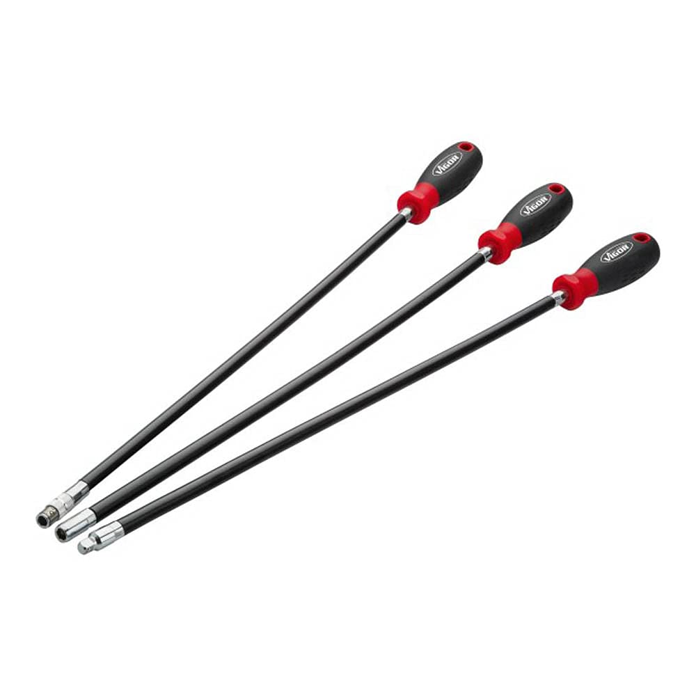 Vigor Screwdriver Set, Extra Long 500mm, Universal 6.3 mm (1/4 inch) Bit Holder, Zylinderkopf